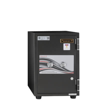 ตู้นิรภัยกันไฟ 50 กก. PRESIDENT แบบ 2 กุญแจ รุ่นเล็ก 34 ซม. สีดำ_2